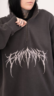 Metal Logo 1/4 Zip Faded Black