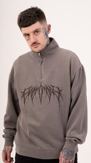 Metal Logo 1/4 Zip Faded Grey