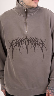 Metal Logo 1/4 Zip Faded Grey