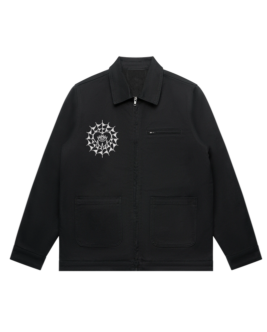 Embroidered Web / Canvas Jacket Black