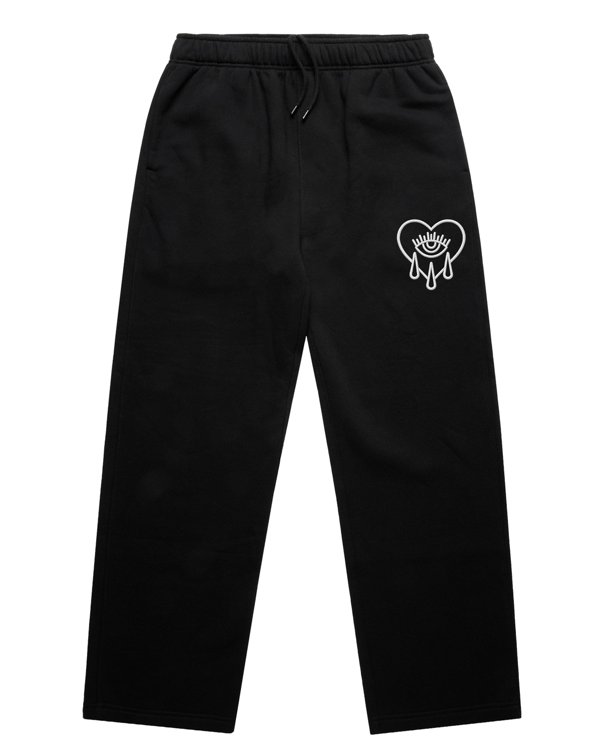 Embroidered Crying Heart / Cuffless Jogger
