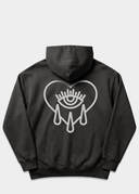 Zip Faded Crying Heart Hoodie - Black