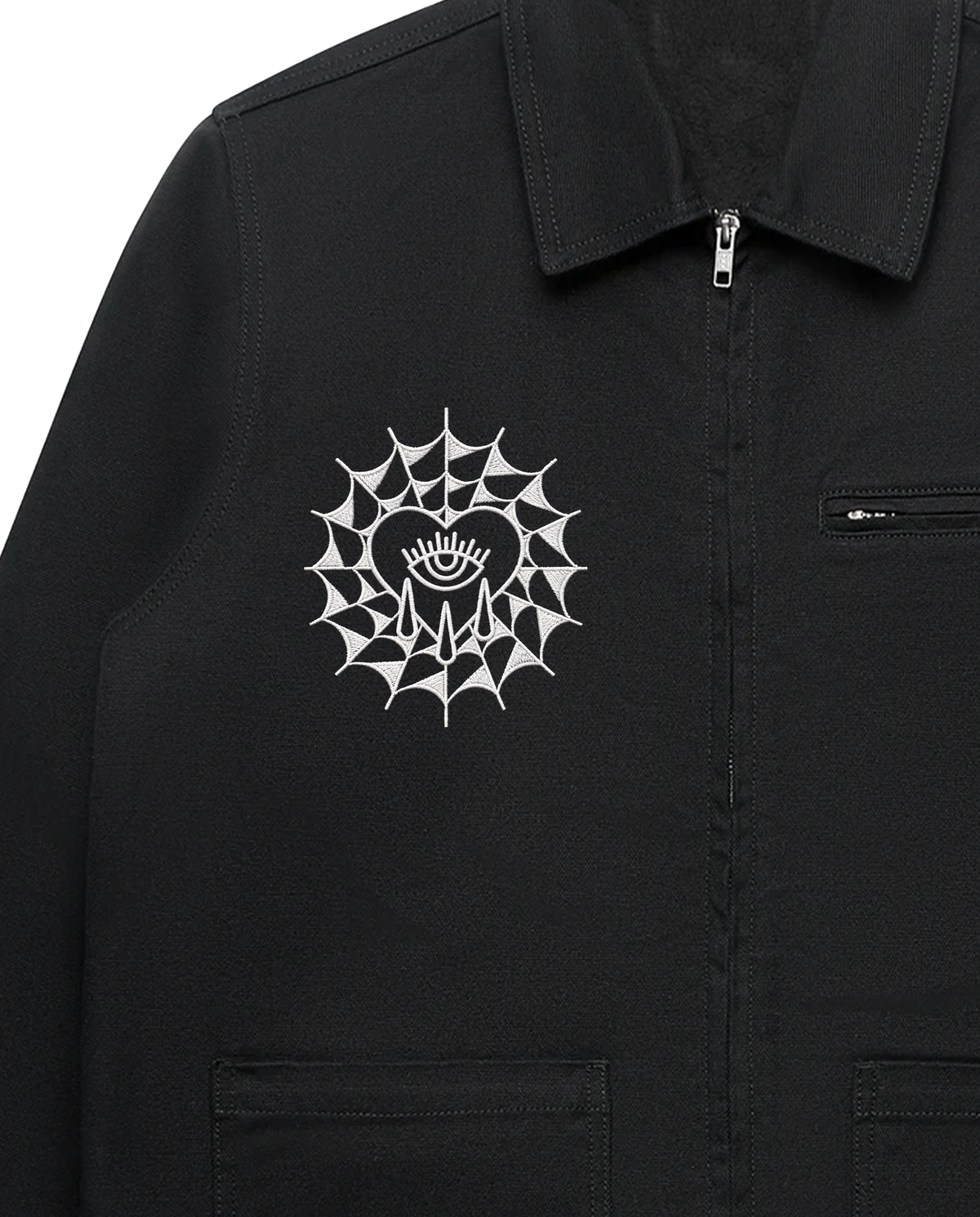 Embroidered Web / Canvas Jacket Black