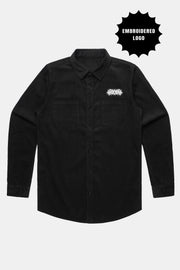 Metal Logo Cord Shirt Black