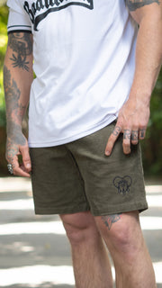 Khaki Crying Heart Cord Shorts