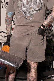 Born With Horns Faded Grey Track Shorts