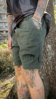 Khaki Metal Logo Walk Shorts