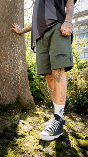 Khaki Metal Logo Walk Shorts