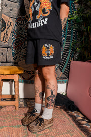 Leopards / Black Track Shorts