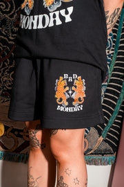 Leopards / Black Track Shorts