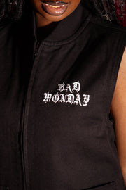 Spike Logo Canvas Vest Jacket Black