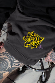 Metal Tiger Faded Black Track Shorts