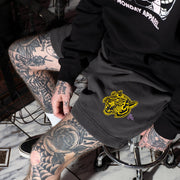 Metal Tiger Faded Black Track Shorts