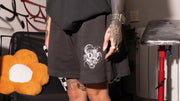 Born With Horns Faded Black Track Shorts