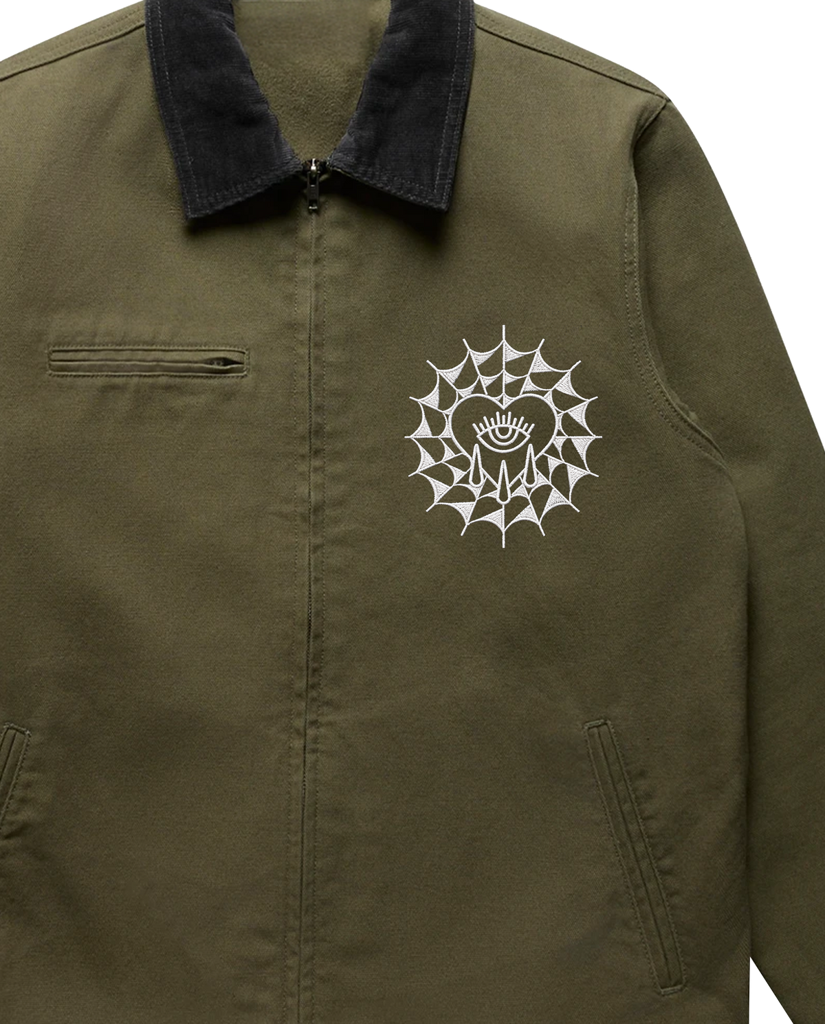 Embroidered Web / Canvas Jacket Green