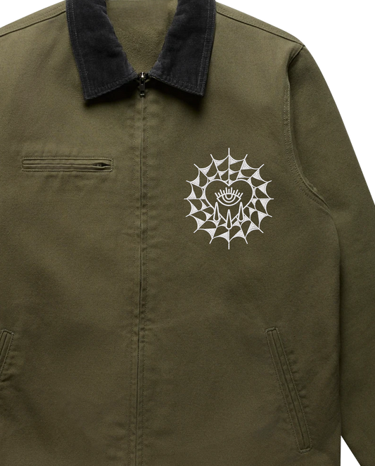 Embroidered Web / Canvas Jacket Green