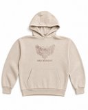 Death Moth Embroidered Hoodie Sand