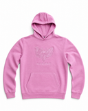 Death Moth Embroidered Hoodie Pink