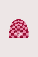 Death Moth Checked Beanie - Pink