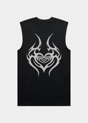 Tribal Heart Front Print / Standard Vest Black