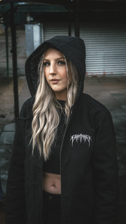 Metal Logo Hooded Canvas Jacket Black