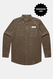 Metal Logo Cord Shirt Walnut