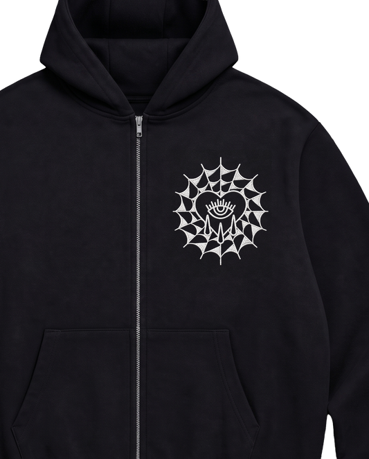 Embroidered Web / Zip Hood