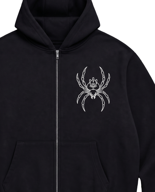 Embroidered Spider / Zip Hood
