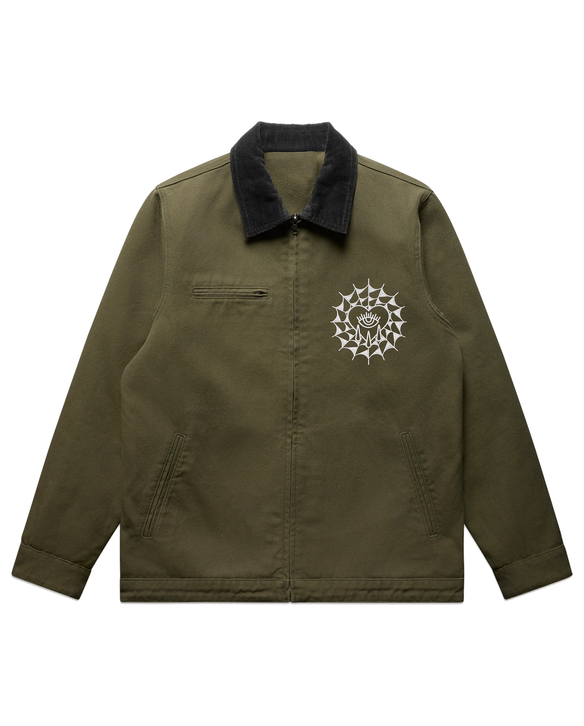 Embroidered Web / Canvas Jacket Green