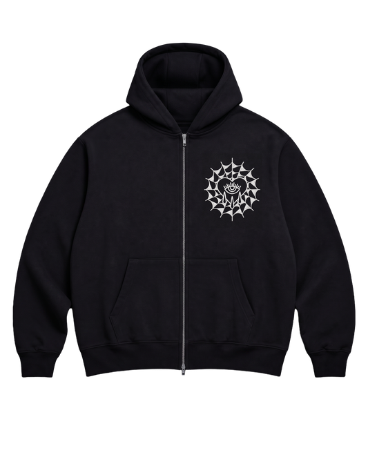 Embroidered Web / Zip Hood