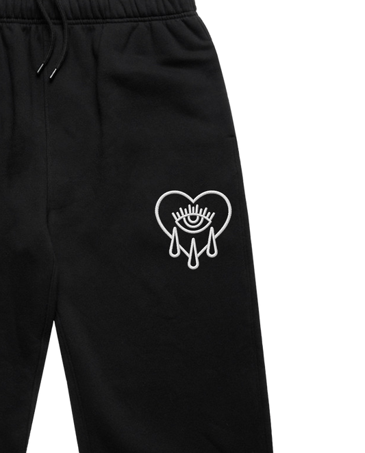 Embroidered Crying Heart / Cuffless Jogger