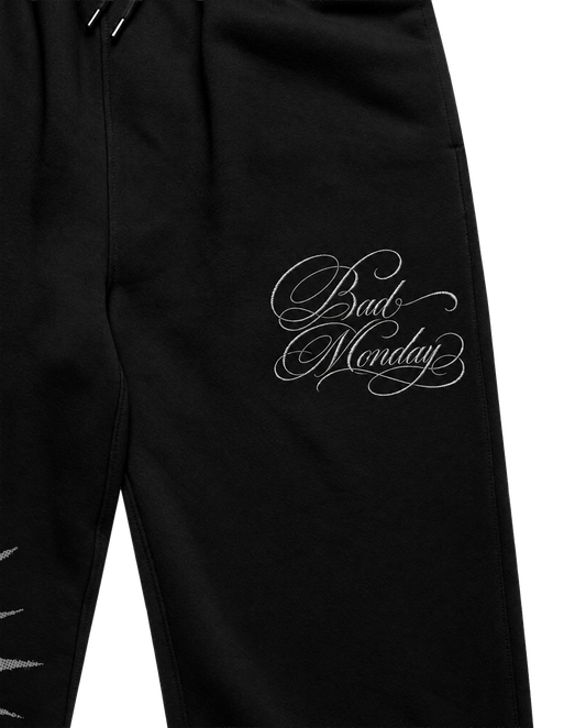 Embroidered Script Skull / Cuffless Jogger
