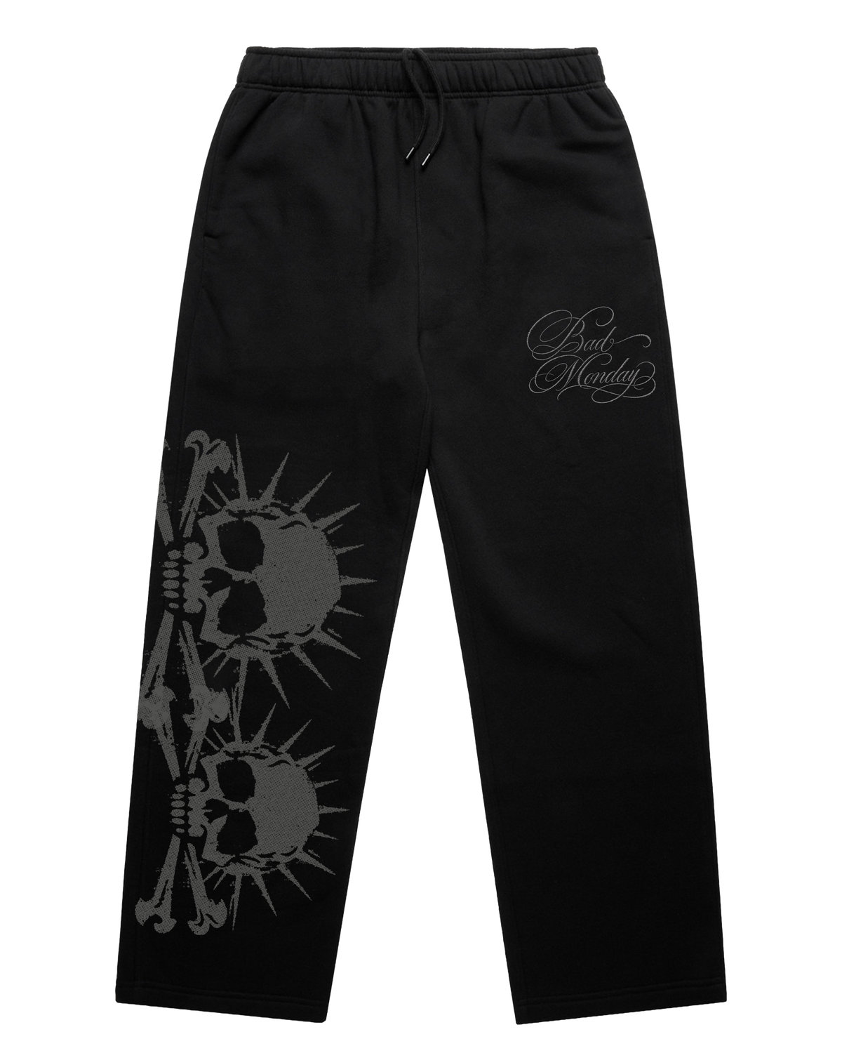 Embroidered Script Skull / Cuffless Jogger