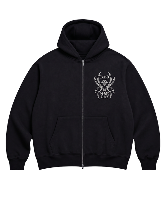 Embroidered Spider / Zip Hood