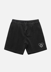 Black Crying Heart Cord Shorts